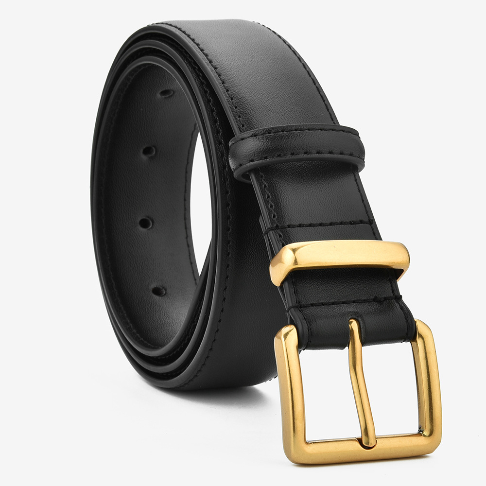 Genuine Leather Belt Men's and Women's Fashionable Alloy Pin Buckle Fashion Belt Korean Style Personal Leisure Suit Belt Simple All-Match Phants Zipper