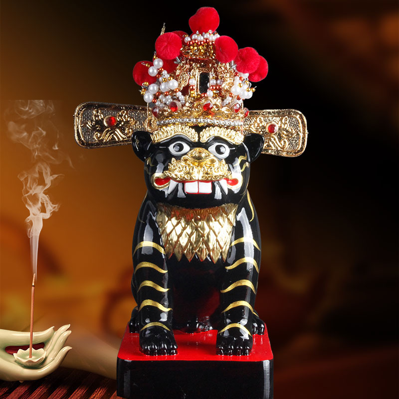 家用香樟木虎爷神像虎神寺庙供奉保平安神像下山虎工艺品摆件定制