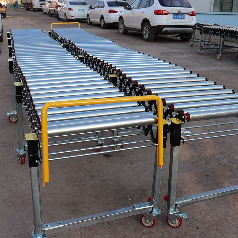 集装箱卸车机无动力滚筒线伸缩折叠输送带卸货滑梯伸缩输送机