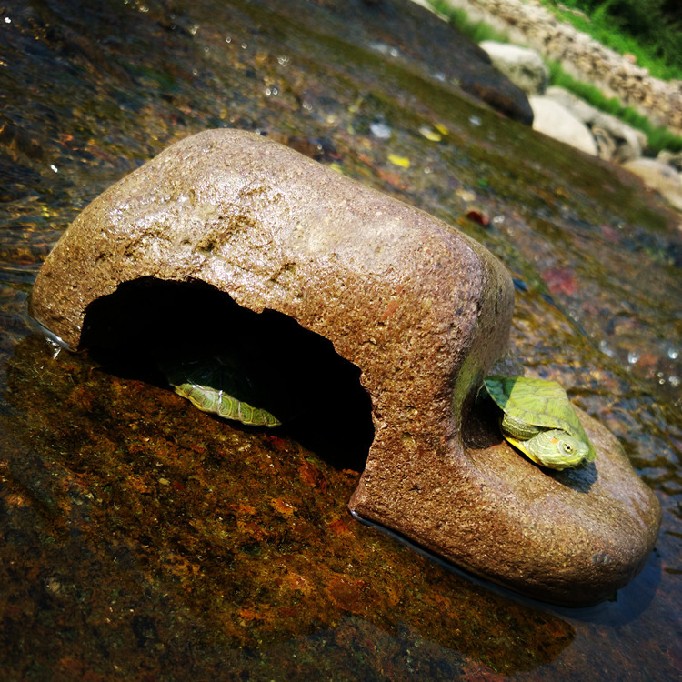 爬宠乌龟躲避洞穴 天然石头晒背台 爬虫蜥蜴守宫蝎子螃蟹躲避屋