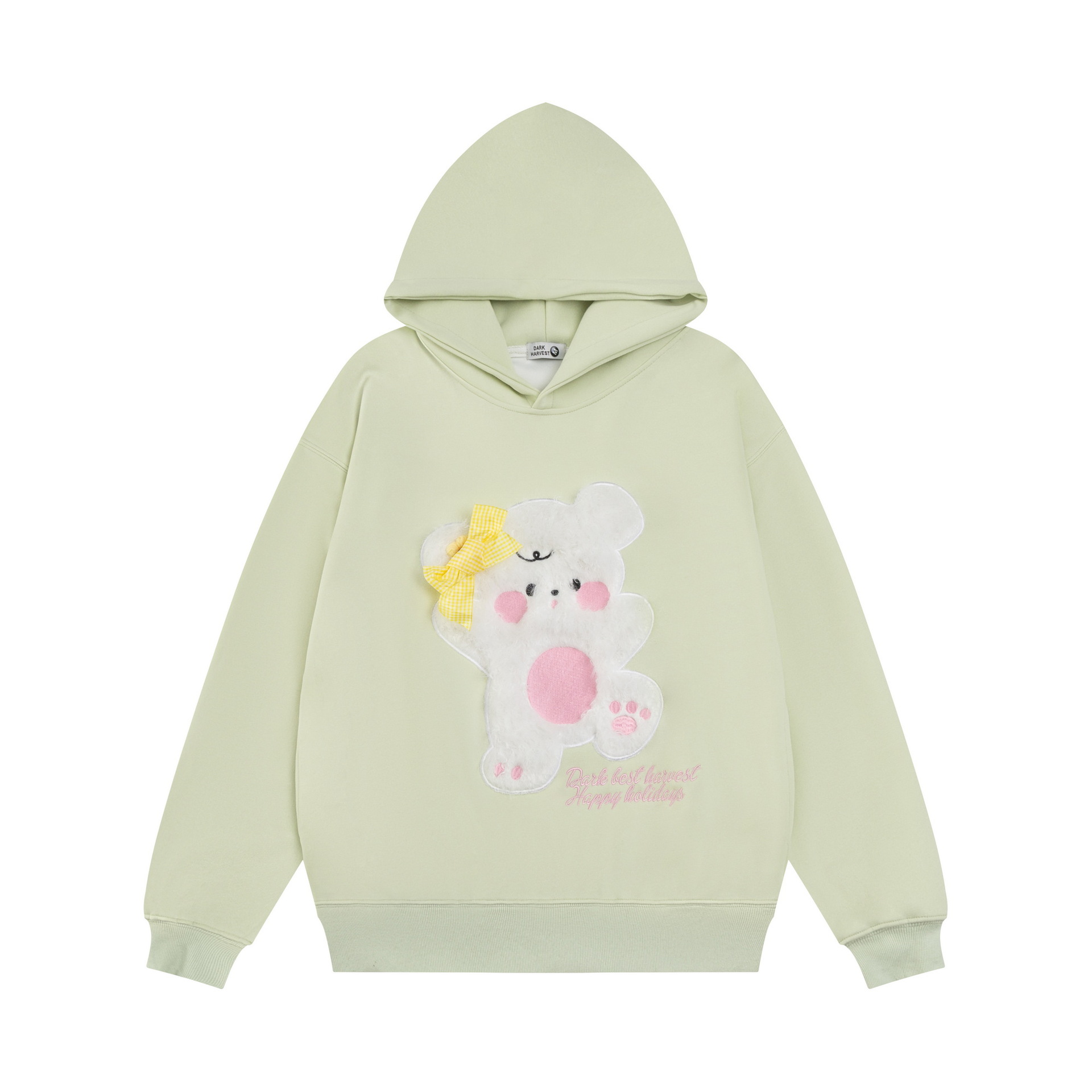 美式街潮卡通贴布刺绣连帽卫衣女款秋季新款潮牌宽松休闲帽衫外套