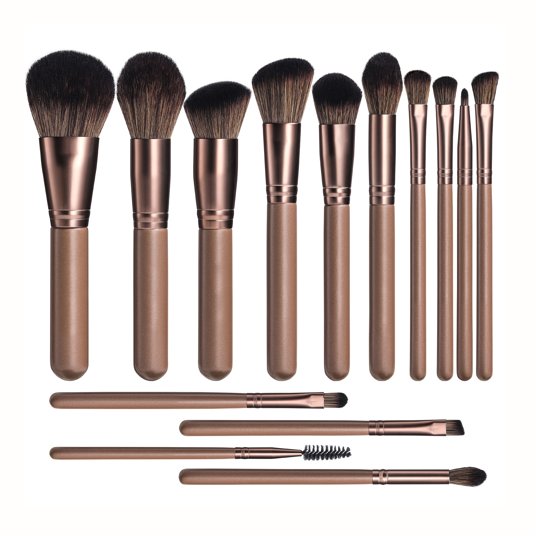 跨境热销14支咖啡色化妆刷套装超大刷毛柔软亲肤不掉毛化妆刷