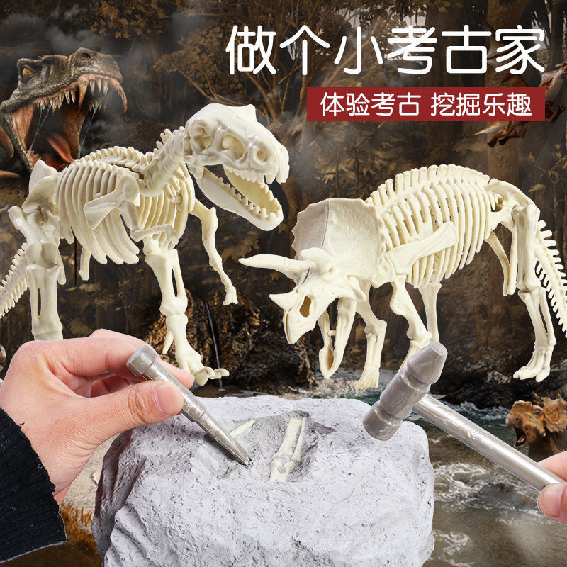 恐龙化石考古挖掘玩具霸王龙骨架模型儿童手工diy学校教材实验用