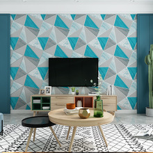 北欧现代简约3d立体几何多边形图案鹿皮绒墙纸客厅电视背景墙壁纸