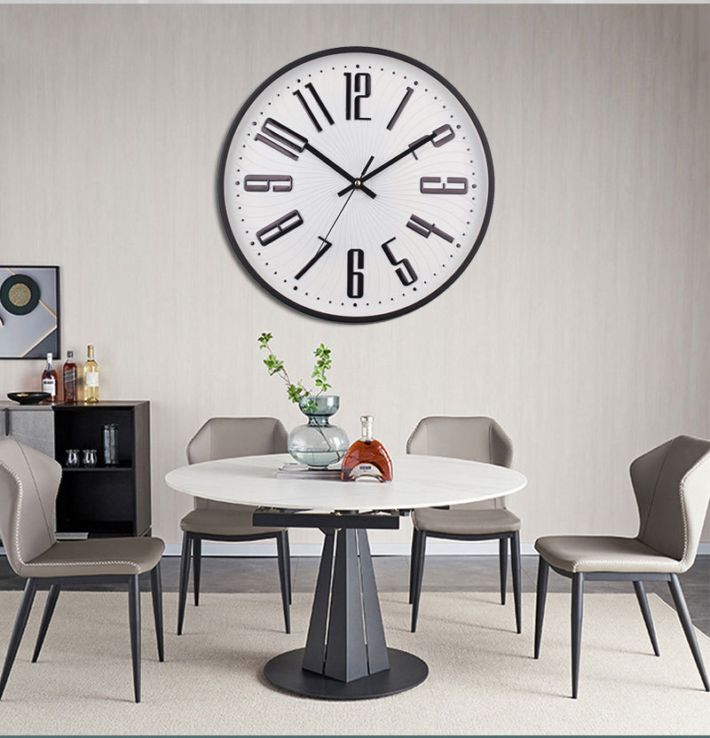 Modern and Unique Creative Mute Clock Household Font Clear Wall Mounted Clock Mute on Time Second Sweeping Electronic Quartz Clock