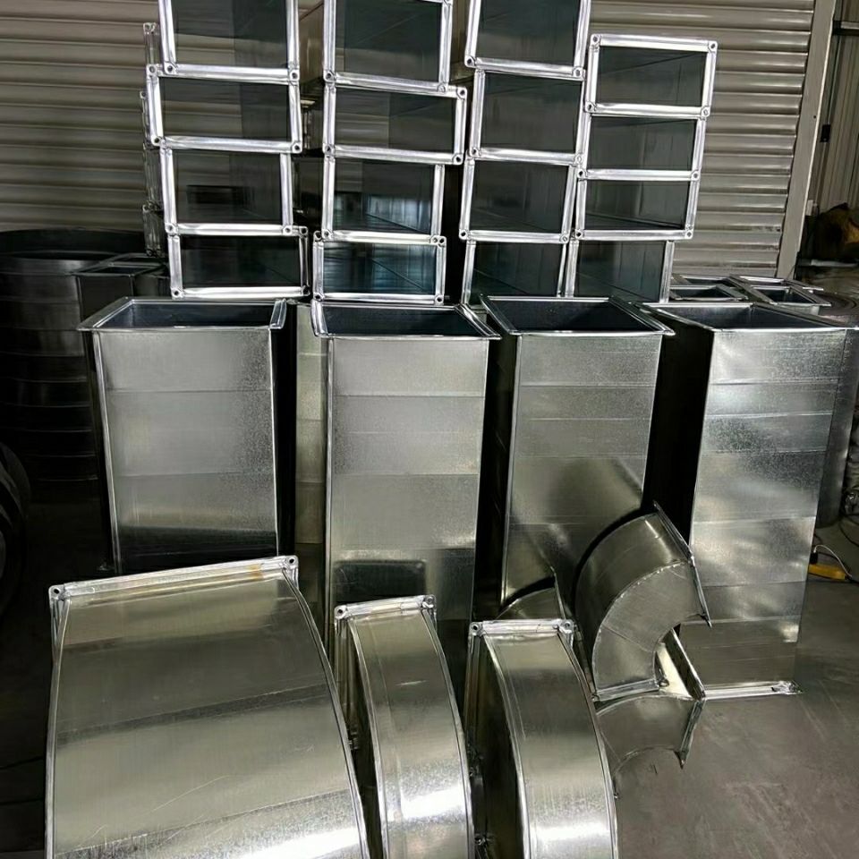 镀锌共板风管角铁法兰风管不锈钢白铁皮工业除尘排风排烟通风管道