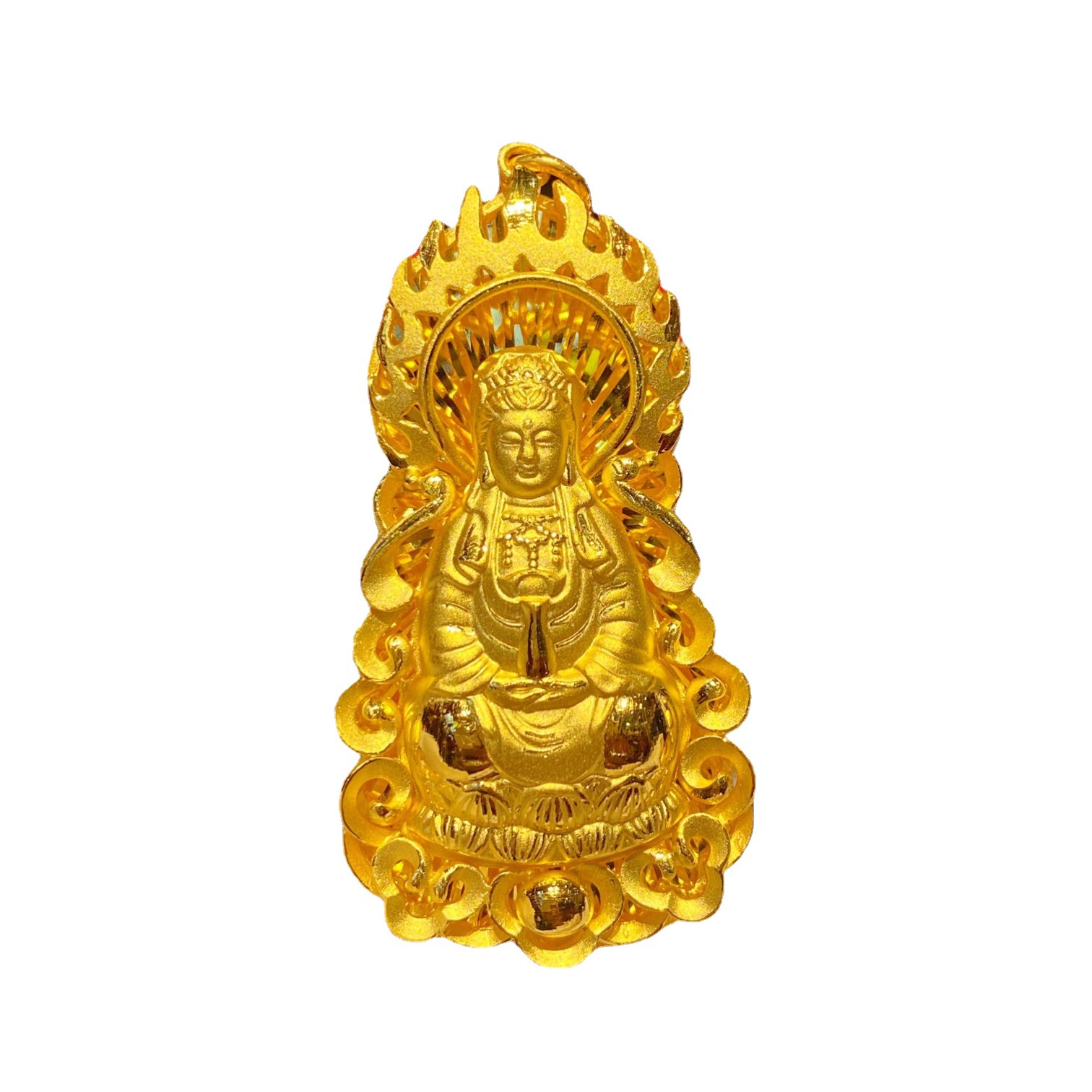 黄金观音吊坠足金999.9火焰观音万足金24k金男士女士挂坠纯金计价