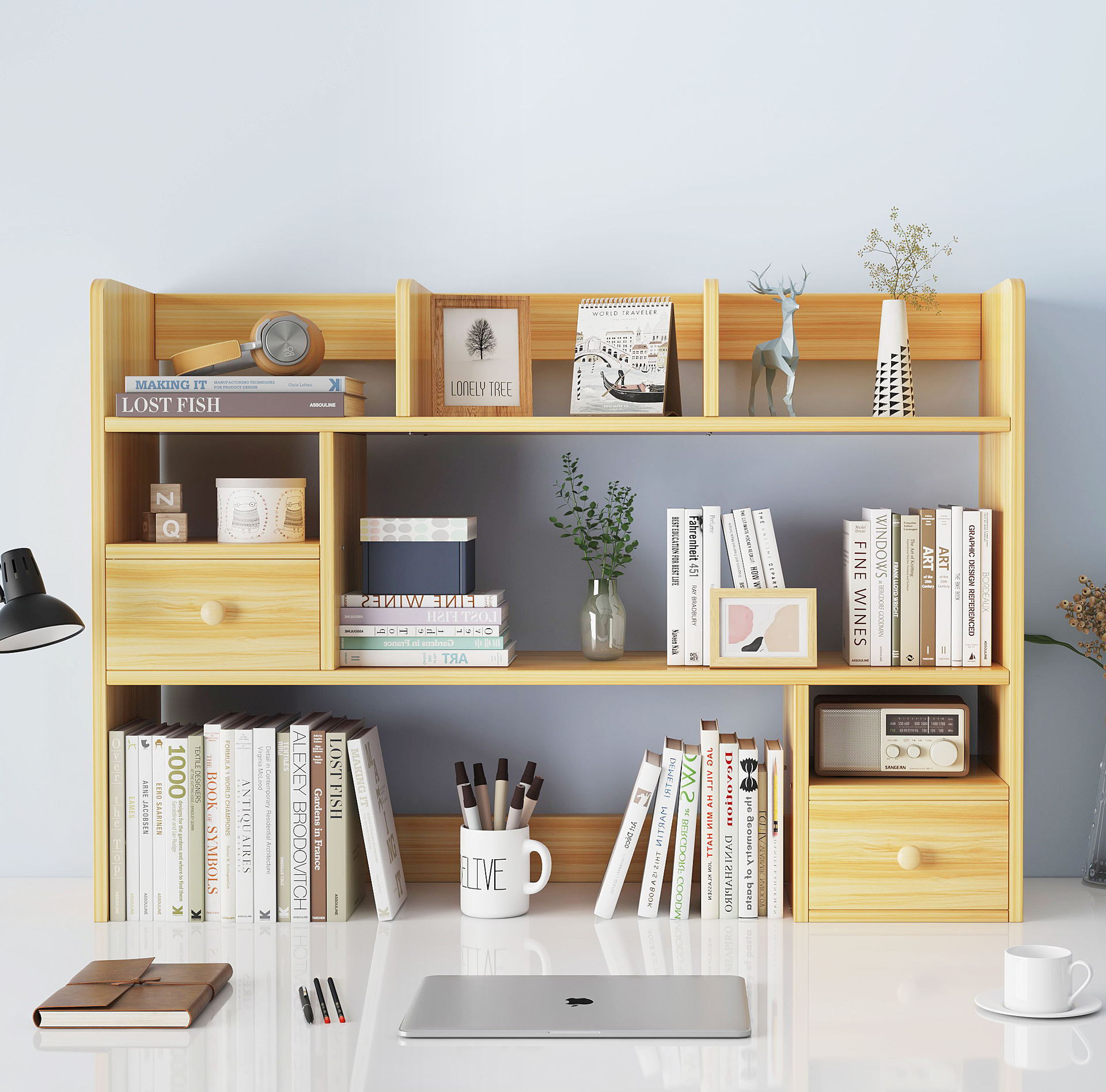 桌面小型书柜办公桌简易桌上小书架分层收纳架学生多层书桌置物架