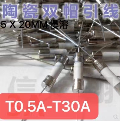 5x20mm 双帽陶瓷保险管慢溶T0.5A-30A250V 引线保险丝 厂家批发