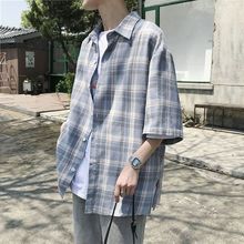 格子外套夏季新款港风格子衬衫男士日系韩版宽松学生百搭情侣衬衣