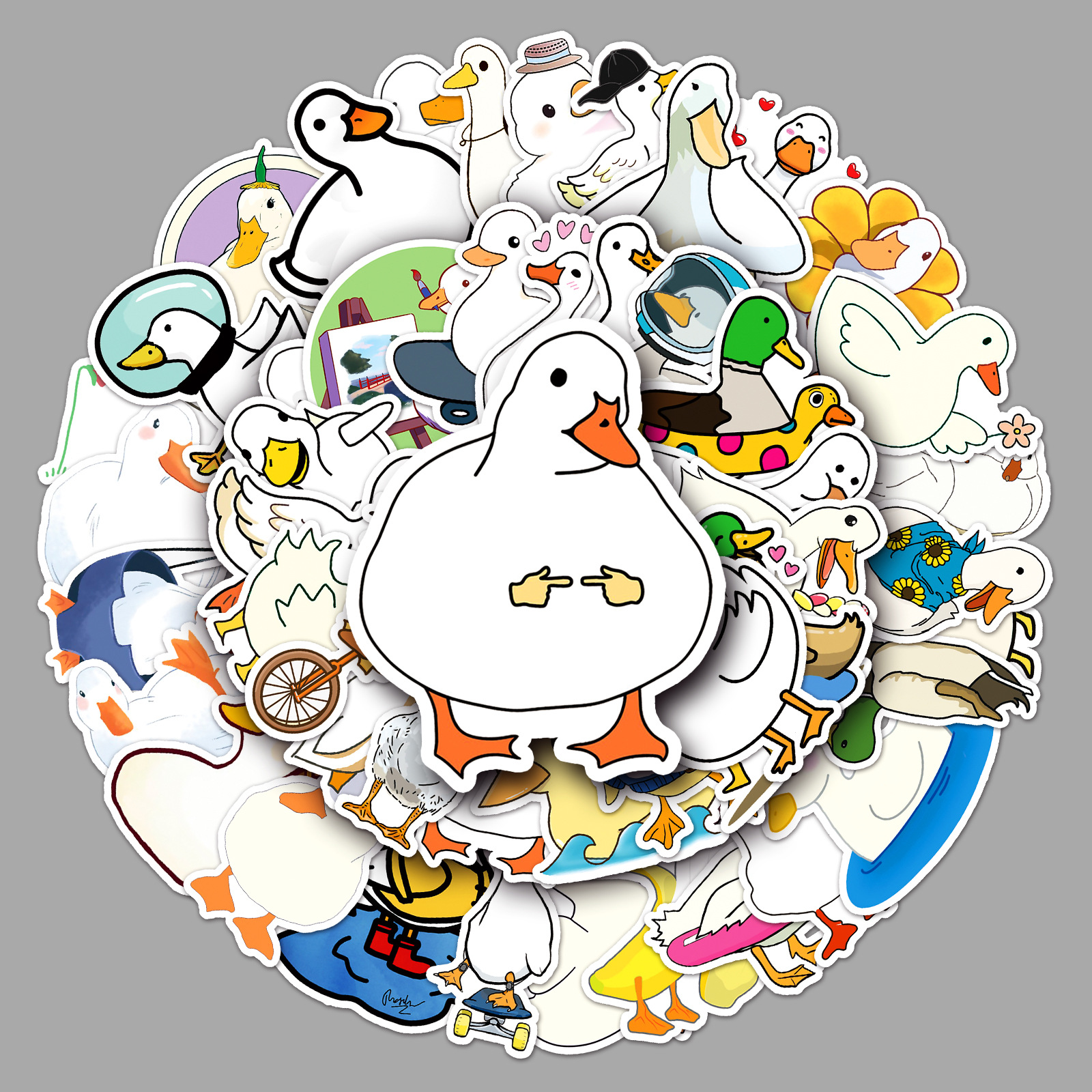 50张鸭子动物卡通行李箱贴纸个性潮流涂鸦笔记本电脑汽车外贸装饰