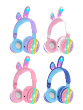 新款无线发光兔耳朵头戴式蓝牙耳机带麦音乐可爱儿童头戴蓝牙耳机