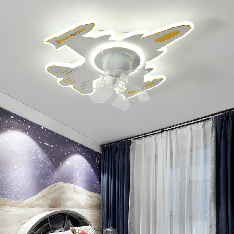 Children's Room New Aircraft Ceiling Light 360-Degree Rotating Shaking Head Fan Lamp Simple Modern Light Luxury Bedroom Light