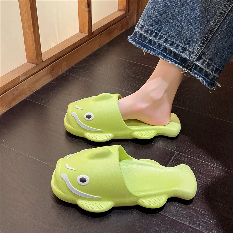 2023 New PVC Cartoon Catfish Women's Sandals Home Outdoor Beach Waterproof Non-Slip Slippers