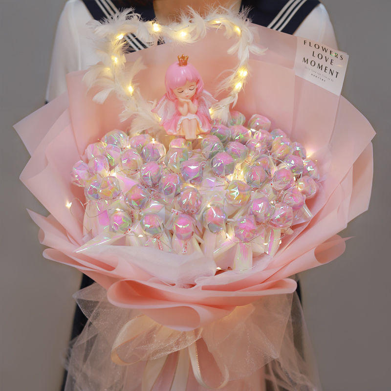 棒棒糖花满天星花束糖果含糖成品现成闺蜜儿童生日情人节礼物代发