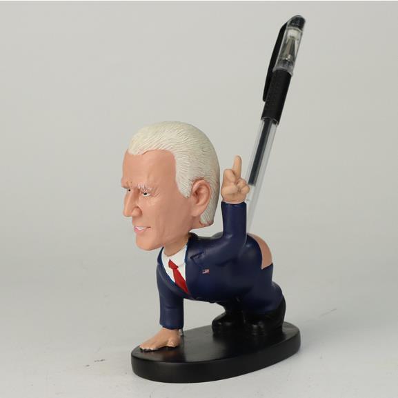 创意新款拜登笔筒摆件趣味恶搞人物树脂雕像名片夹工艺纪念品公仔