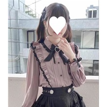 【送蝴蝶结】日系衬衫新款地雷系量产型娃娃领爱心蕾丝花边衬衣