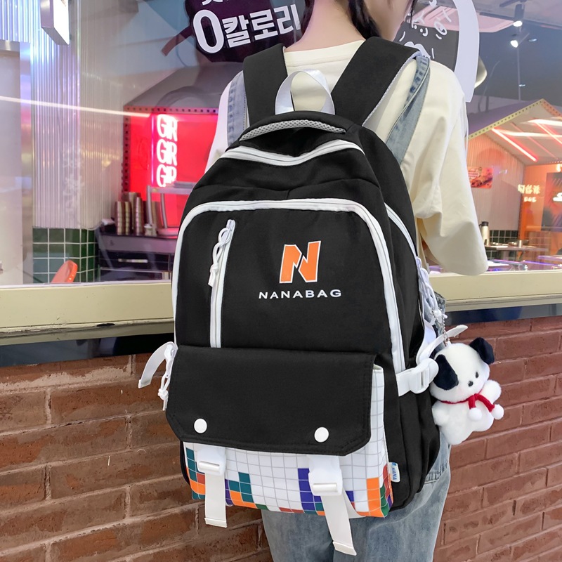 Mori Fashion Casual Girl Backpack 2023 New Korean Style Nylon Solid Color Backpack Middle School Student Schoolbag Wholesale