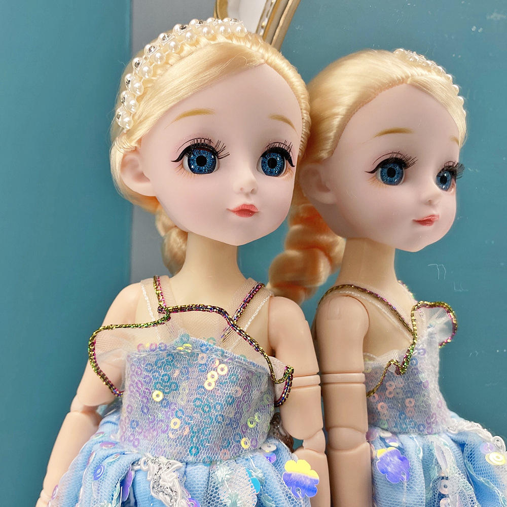 爱莎公主 全新 30厘米 可活动关节时尚娃娃玩具衣服装扮编织发饰