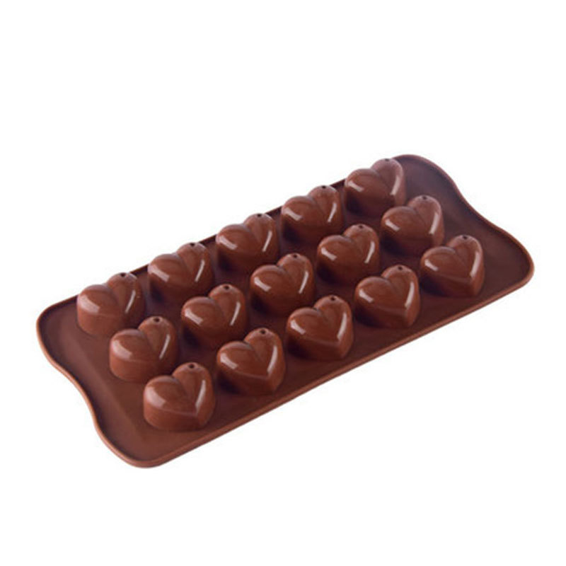 15-Piece Love Shape Silicone Chocolate Candy Biscuit Cake Baking Mold Ice Cube Mold Heart-Shaped with Raindrops