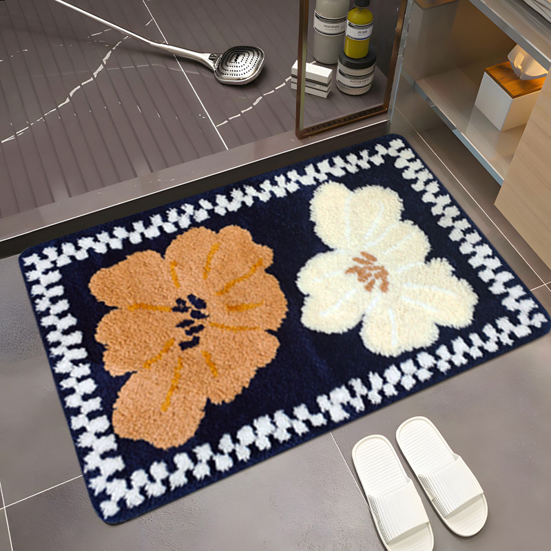 high-grade light luxury cartoon pattern cashmere carpet absorbent non-slip floor mat bathroom study and bedroom mat non-slip mat