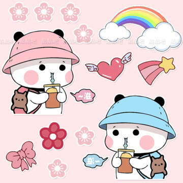 可爱卡通小熊装饰电动车摩托车身划痕遮挡贴纸笔记本电脑行李箱贴