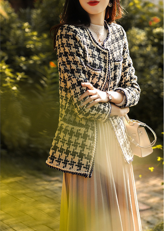 春季新款时尚设计感批发女装女装夏季小众秋冬小香风千鸟格短款外套