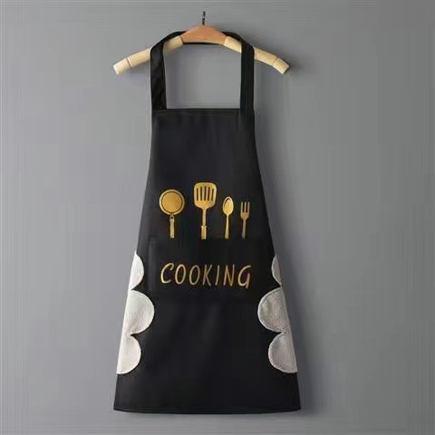 Kitchen Cooking Household Work PVC Korean Style Apron New Waterproof and Oil-Proof South Korea Erasable Hand Apron Wholesale