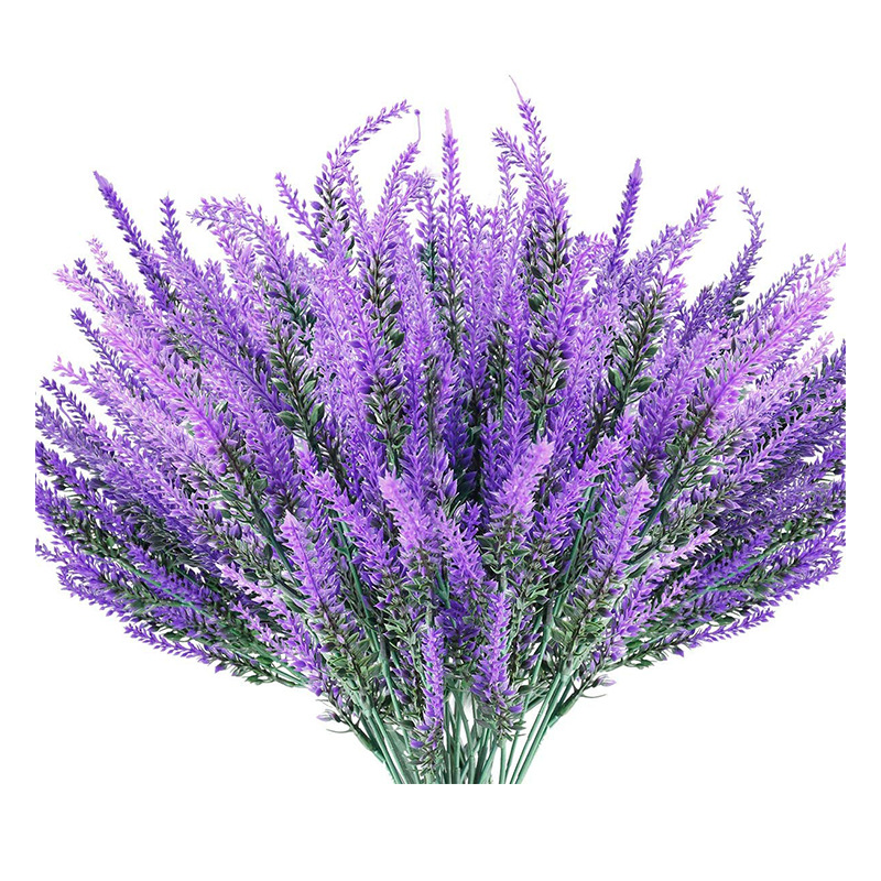 Amazon Cross-Border Artificial Flower Artificial Flowers Lavender Flower Outdoor Uv-Proof Imitation Plastic Plant Fake Flower