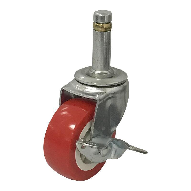 2寸插杆红轮11*35带铜卡簧带刹车万向轮,打蜡凳沉沙桶底座脚轮