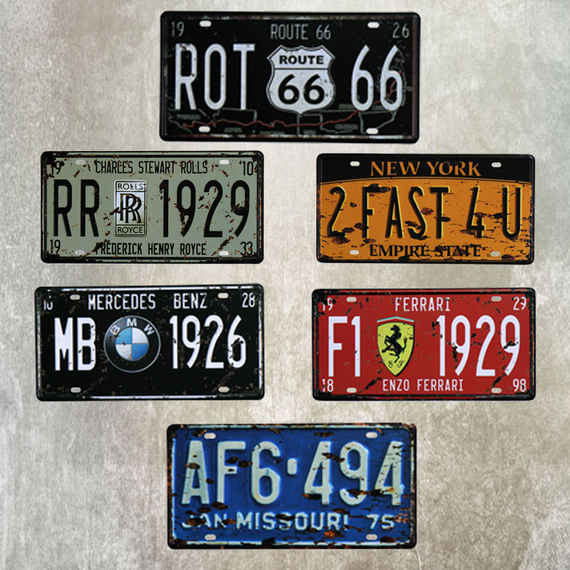 复古车牌66号公路铁皮装饰画宿舍网咖挂件咖啡厅墙饰墙上装饰璧饰