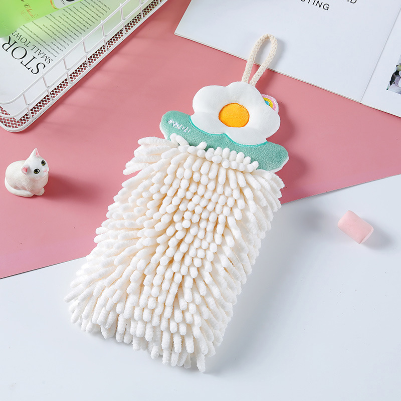 Chenille Hanging Flower Hand Towel Water-Absorbing Quick-Drying Thick Double Layer Hanging Hand Towel Cute Gift Towel
