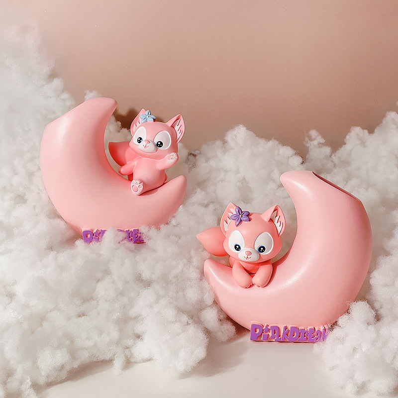 Creative Cute Beibei Fox Pencil Vase Decoration Storage Pen Holder Children's Bedroom Table Decorative Ornaments Office Decoration