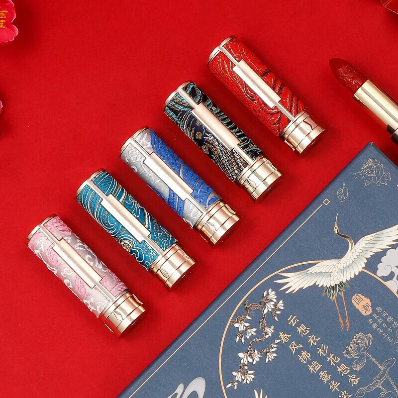 故宫风口红套装礼盒中国风复古刺绣雕花口红学生送礼物平价口红