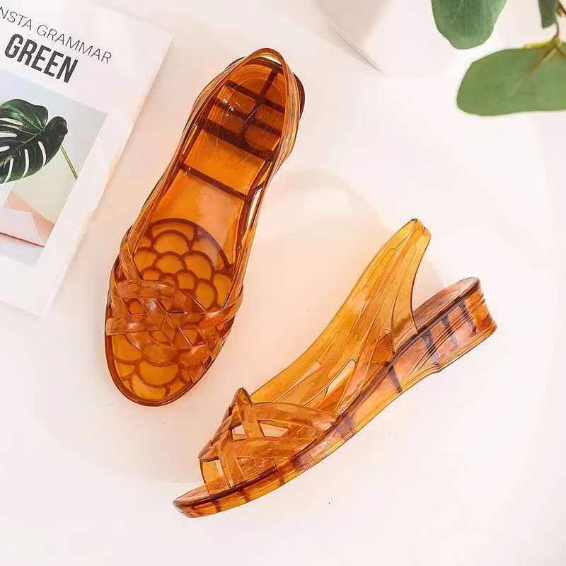 Summer Sandals New Comfort Fashion Crystal Wear-Resistant Jelly Transparent Outdoor Sandals