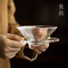 K532批发玻璃茶盏主人杯单杯仿古大号斗笠杯绿茶点茶碗功夫茶具泡