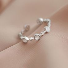 02402韩版圆珠猫眼石戒指时尚轻奢小众设计高级个性简约开口指环