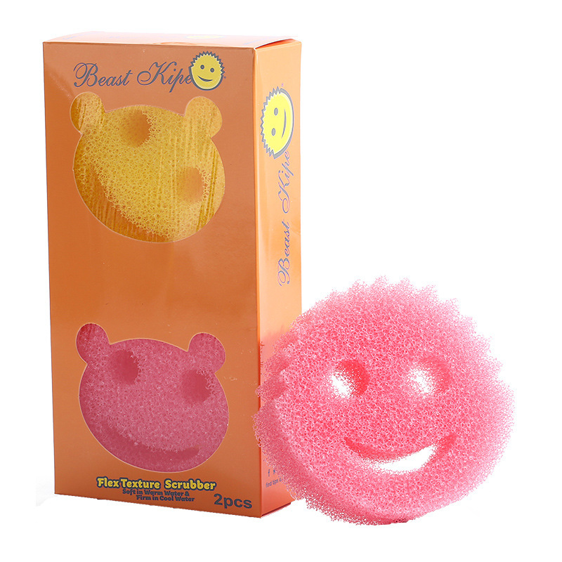 Smiley Face Magic Cleaning Brush Smiley Face Imitation Loofah Sponge Spong Mop Honeycomb Sponge Household Kitchen Cleaning Dish Cotton