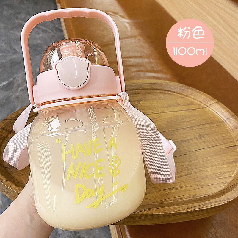 Drinking Cup Water Cup for Girls with Straw Internet Celebrity Kettle Big Belly Cup for Women 2022 New Good-looking Large Capacity