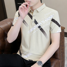 夏季短袖T恤男韩版潮流纯棉翻领Polo衫休闲个性青年全棉半袖上
