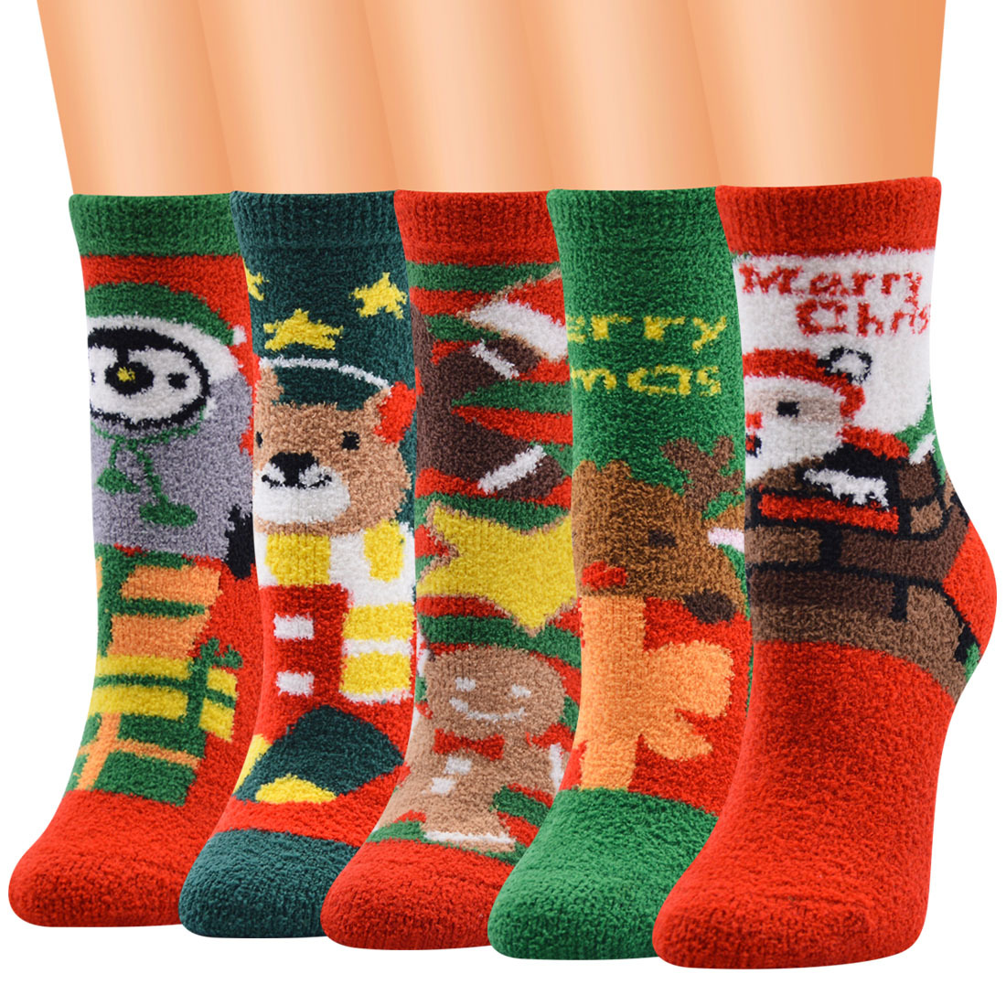 新款圣诞袜系列女士袜圣诞袜子珊瑚绒女袜圣诞老人袜圣诞女袜批发