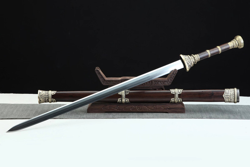 龙泉侠客堂宝剑七雄战剑八面唐剑百炼钢羽毛纹烧刃重剑铜装未开刃