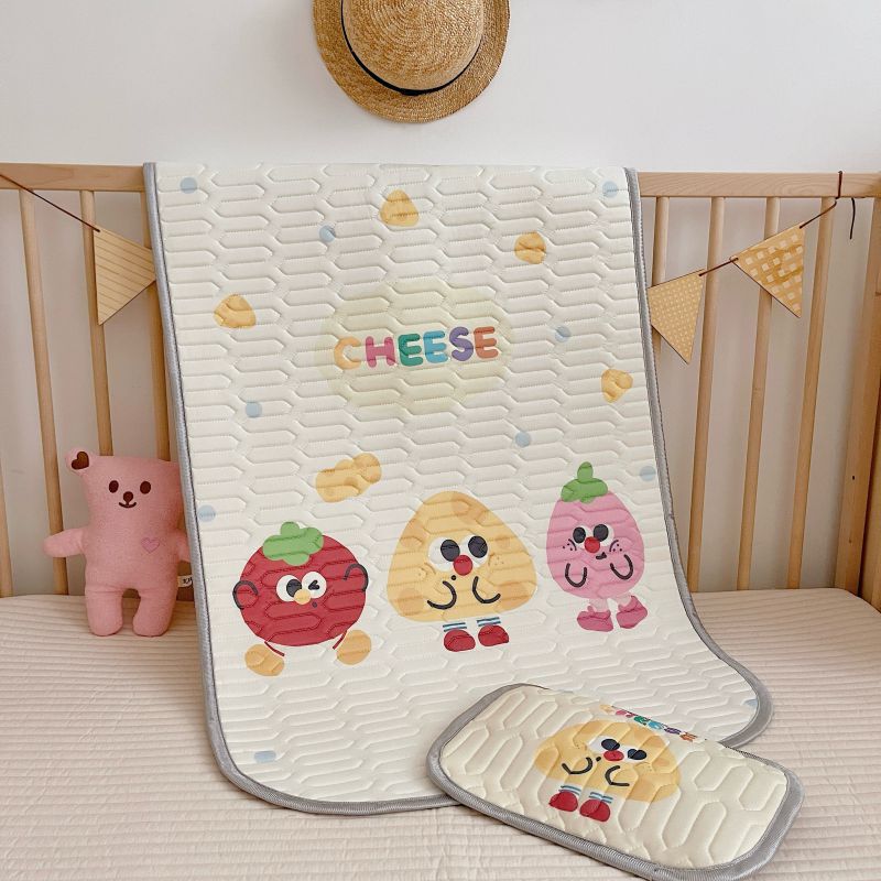 2024 Latex Children's Summer Mat Kindergarten Lunch Break Fabric Cooling Mattress Breathable Foldable Washed Baby Mat Wholesale