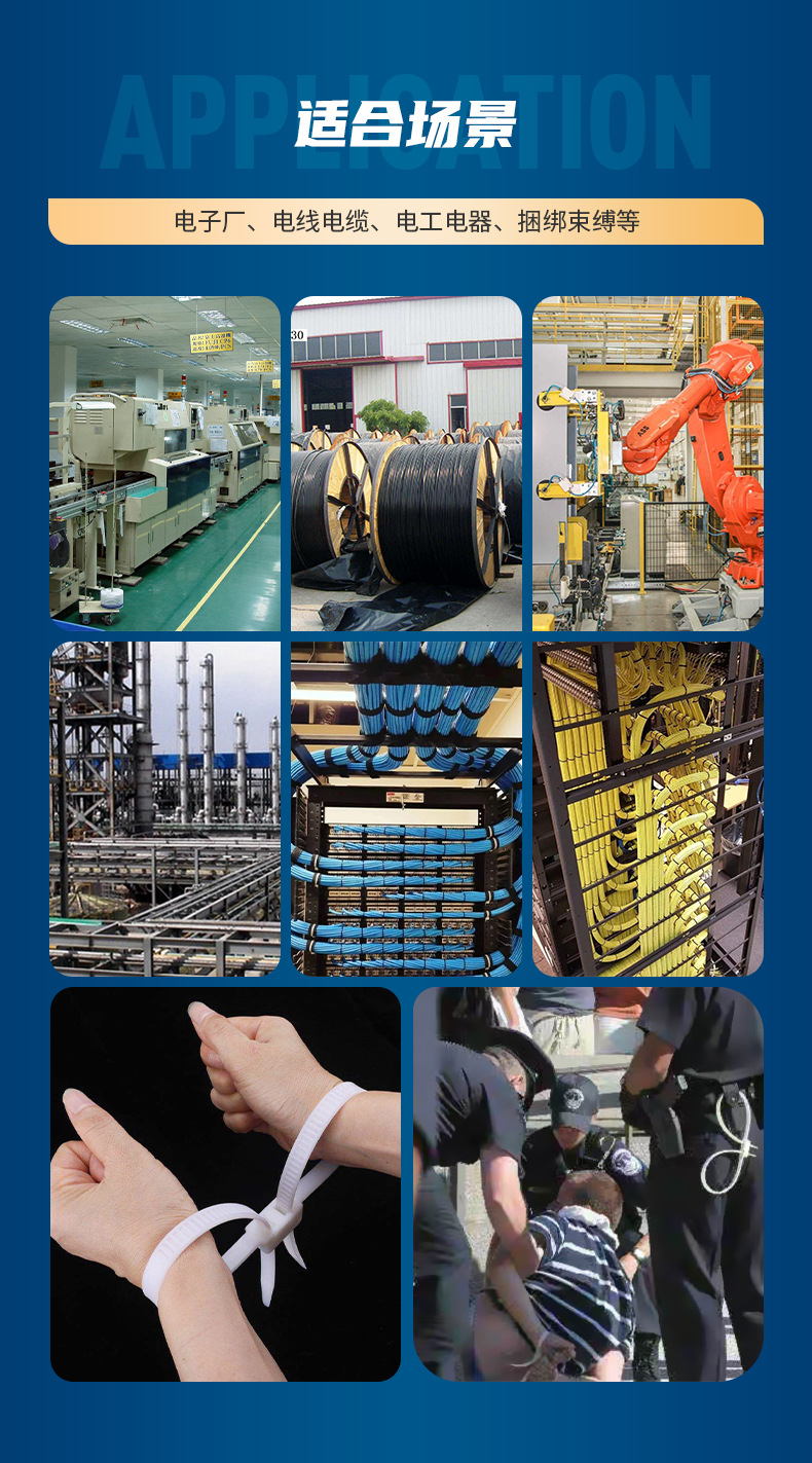 双孔双扣扎带手铐扎带双头尼龙扎带自锁式13*500*700*900捆绑扎带