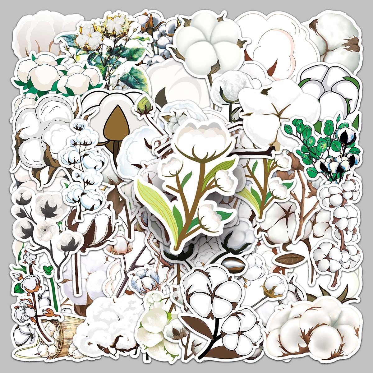 50张棉花小清新植物花朵diy行李箱手机壳防水涂鸦装饰贴画贴纸