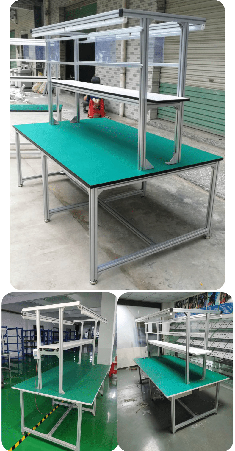 铝合金防静电工作台无尘车间操作台工厂车间打包桌带灯