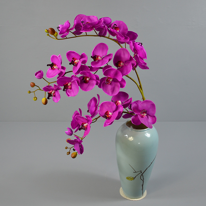 9头手感保湿蝴蝶兰家装仿真兰花批发 乔迁婚礼派对家具花篮插花
