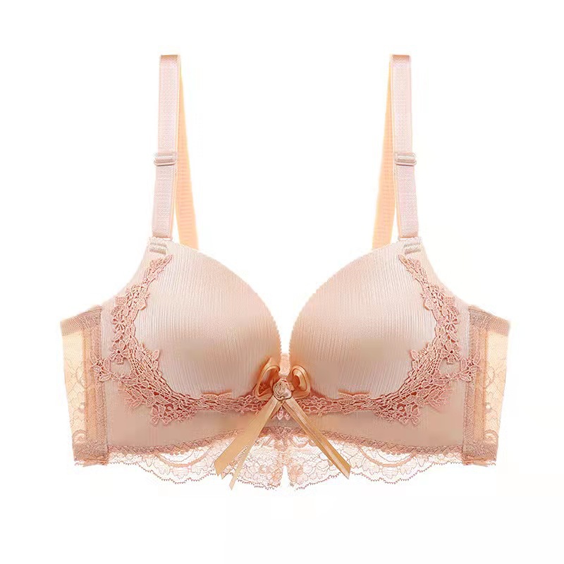 Women's Embroidered Lace Sexy Wireless Underwear Gather Comfortably Push up Anti-Sag Accessory Breast Push up Bra Set