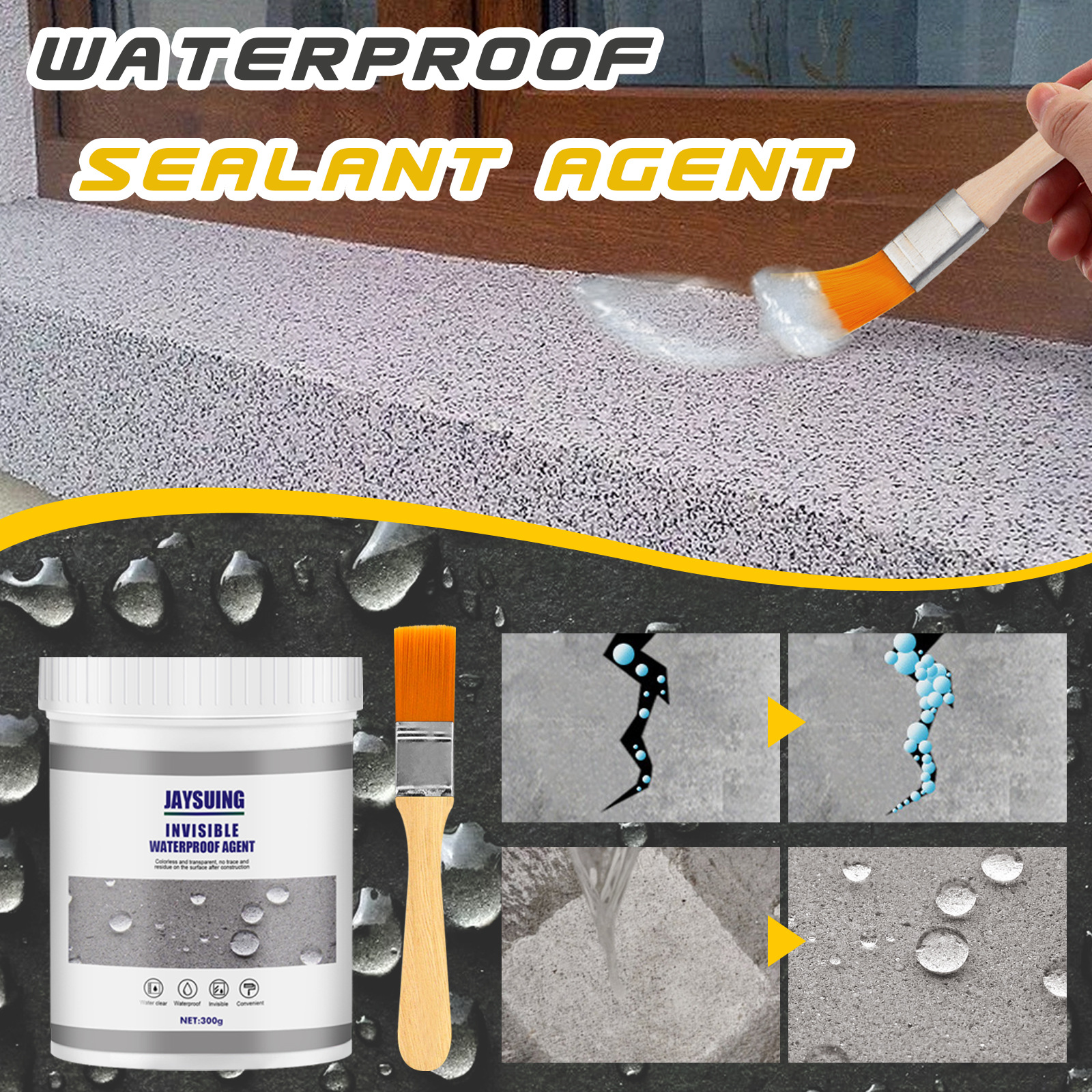 Jaysuing Waterproof Adhesive Sealant Bathroom Kitchen Exterior Wall Leak-Proof Water Blocking Repair Brick Leak-Proof Paint