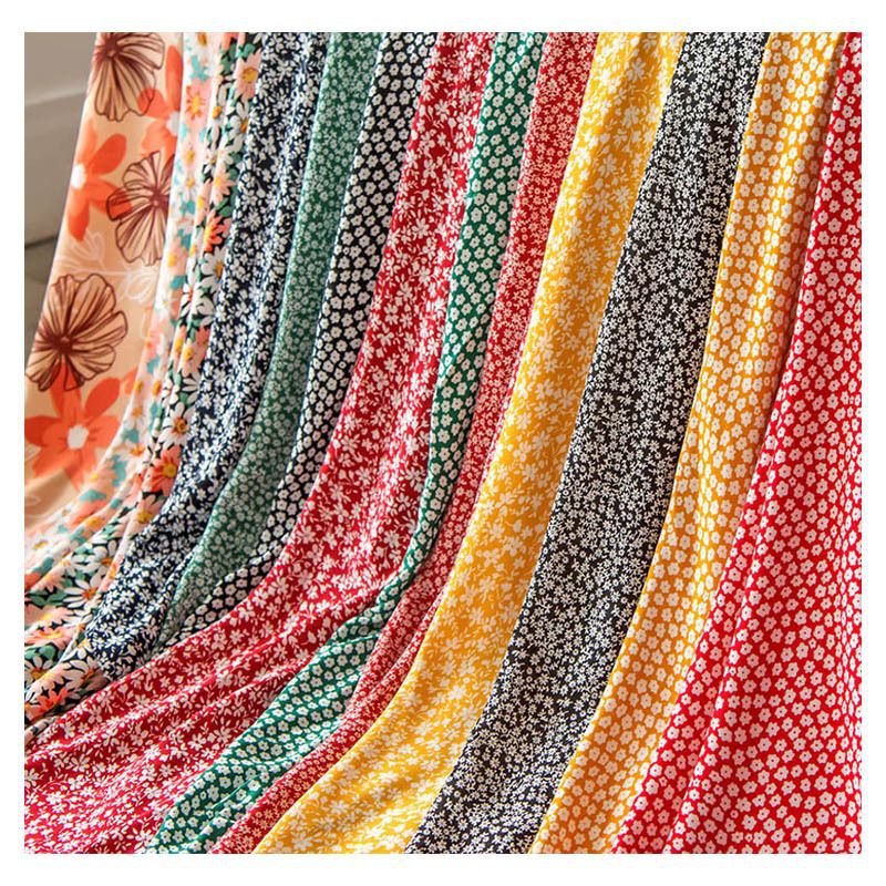 花布夏季印花人造棉棉绸布料棉布夏季裙子连衣裙娃衣裤子绵绸面料